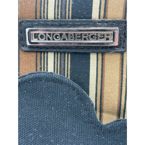 Longaberger Coffee-Themed Tote Bag With Stripe Pattern & Black Faux Leather Hand - Picture 2 of 3